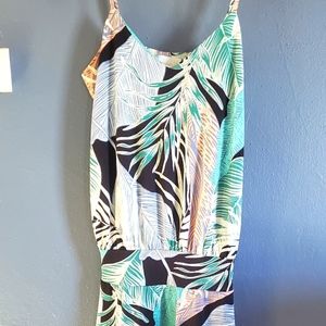 VERONICA M. EUC Tropical palm dress midi size S